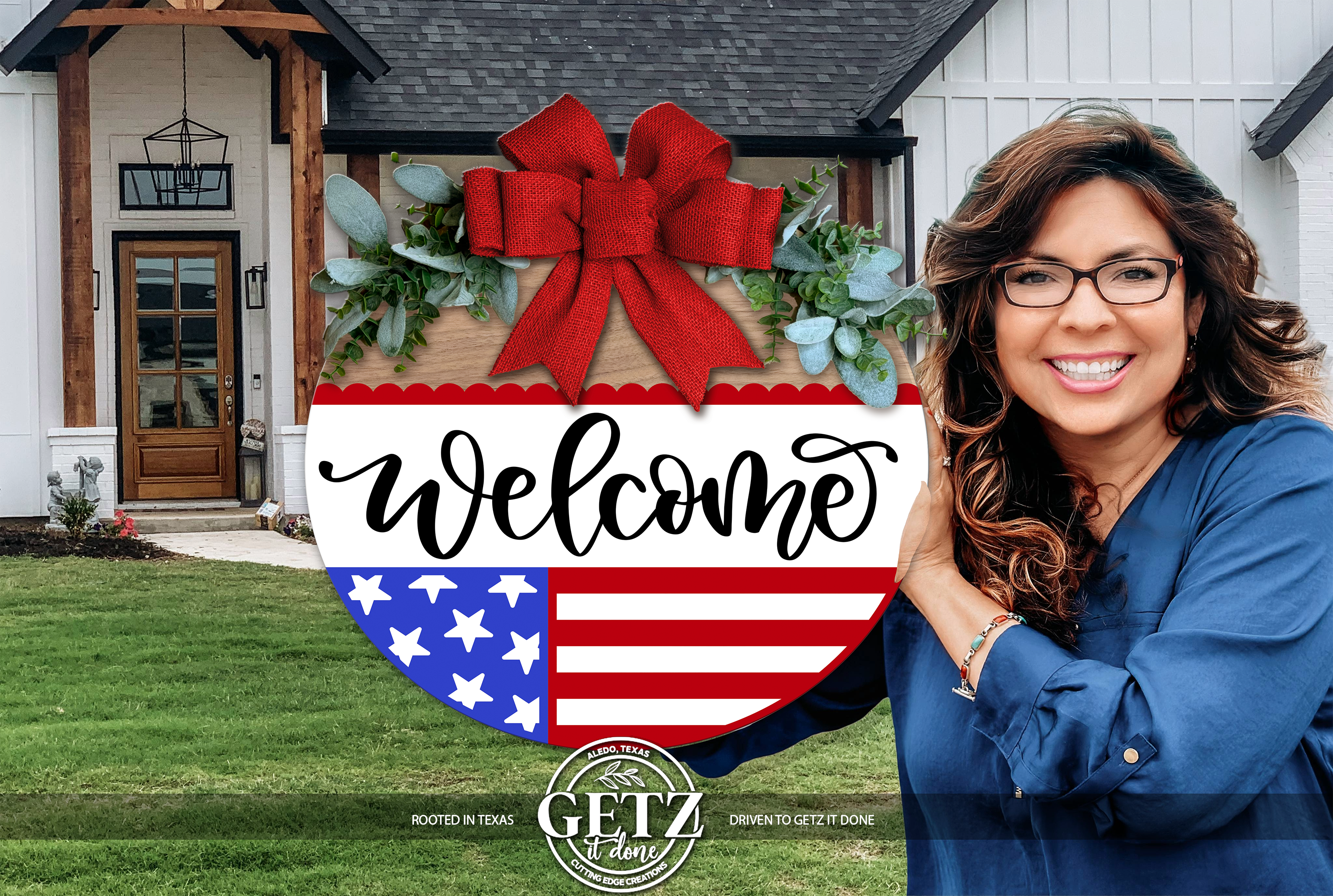 3D Layered Wood Patriotic "Welcome" American Flag Door Sign