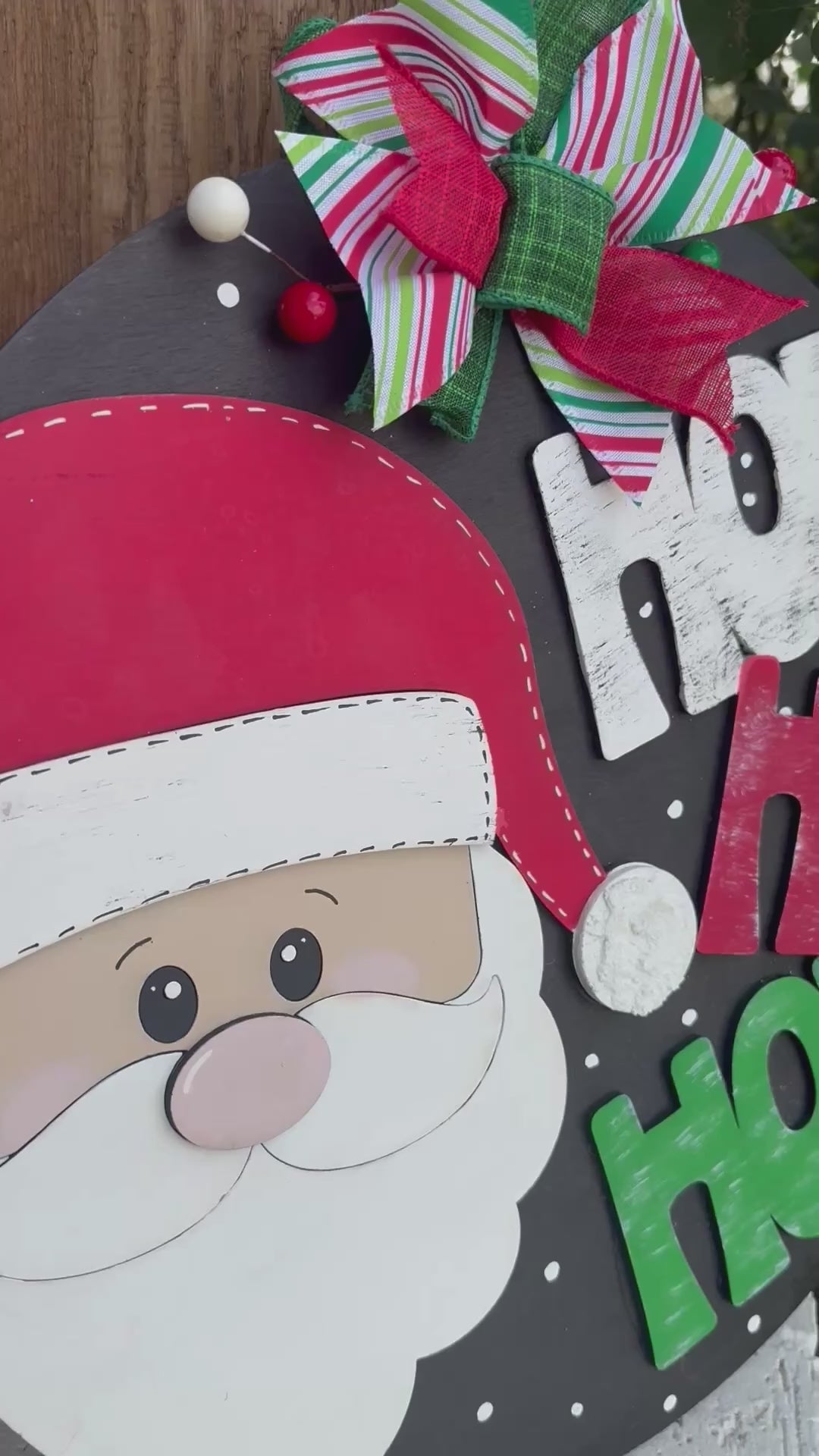 Ho Ho Ho Santa Door Hanger • Layered Christmas Sign • Holiday Porch Decor • Farmhouse Style Winter Decoration • Handmade Christmas Gift