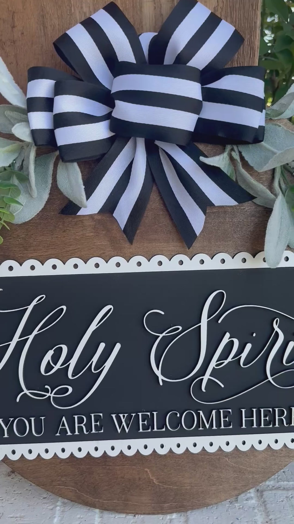 Holy Spirit You Are Welcome Here, Handmade Wood Door Sign, Door Wreath
