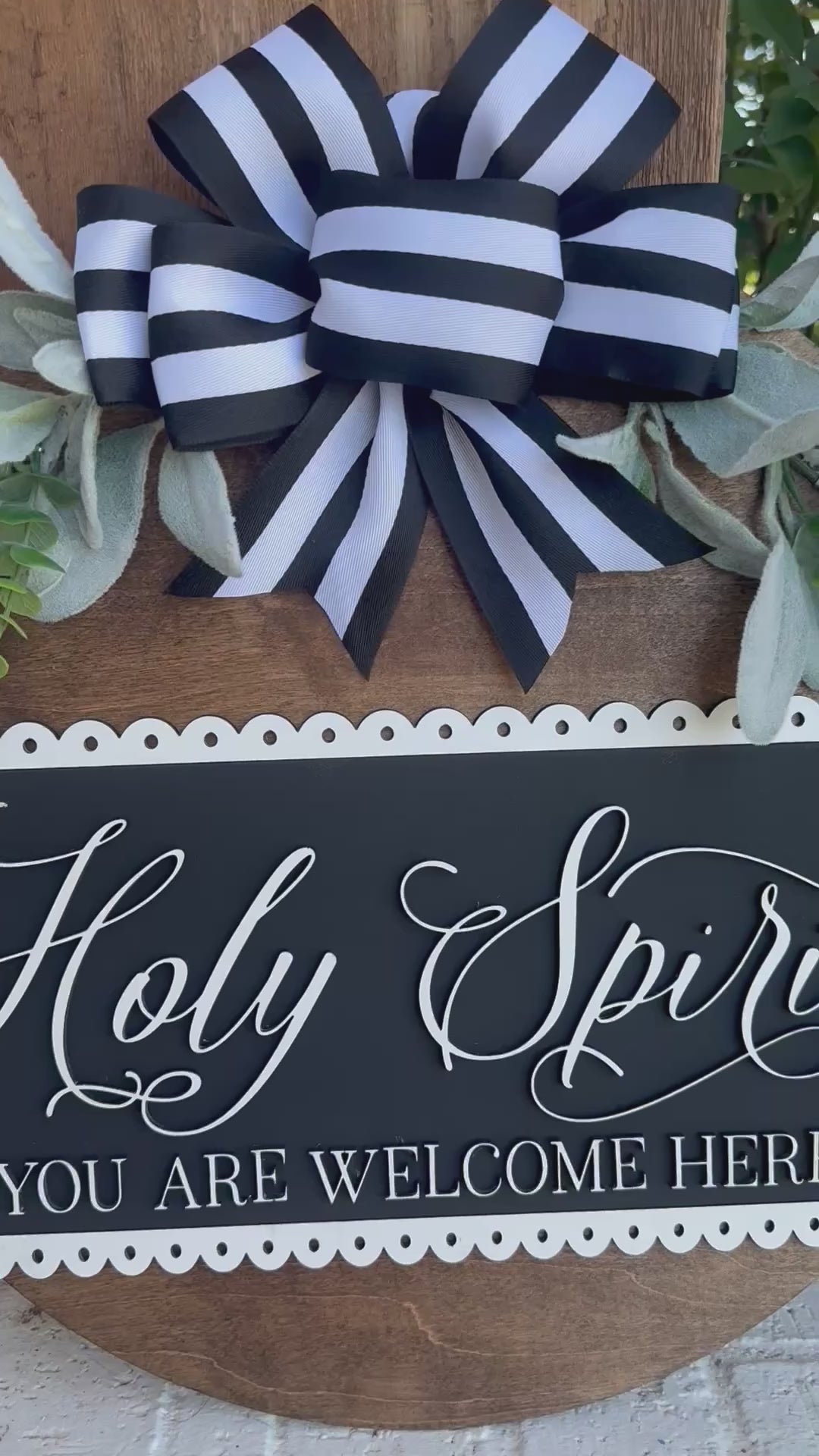 Holy Spirit You Are Welcome Here, Handmade Wood Door Sign, Door Wreath