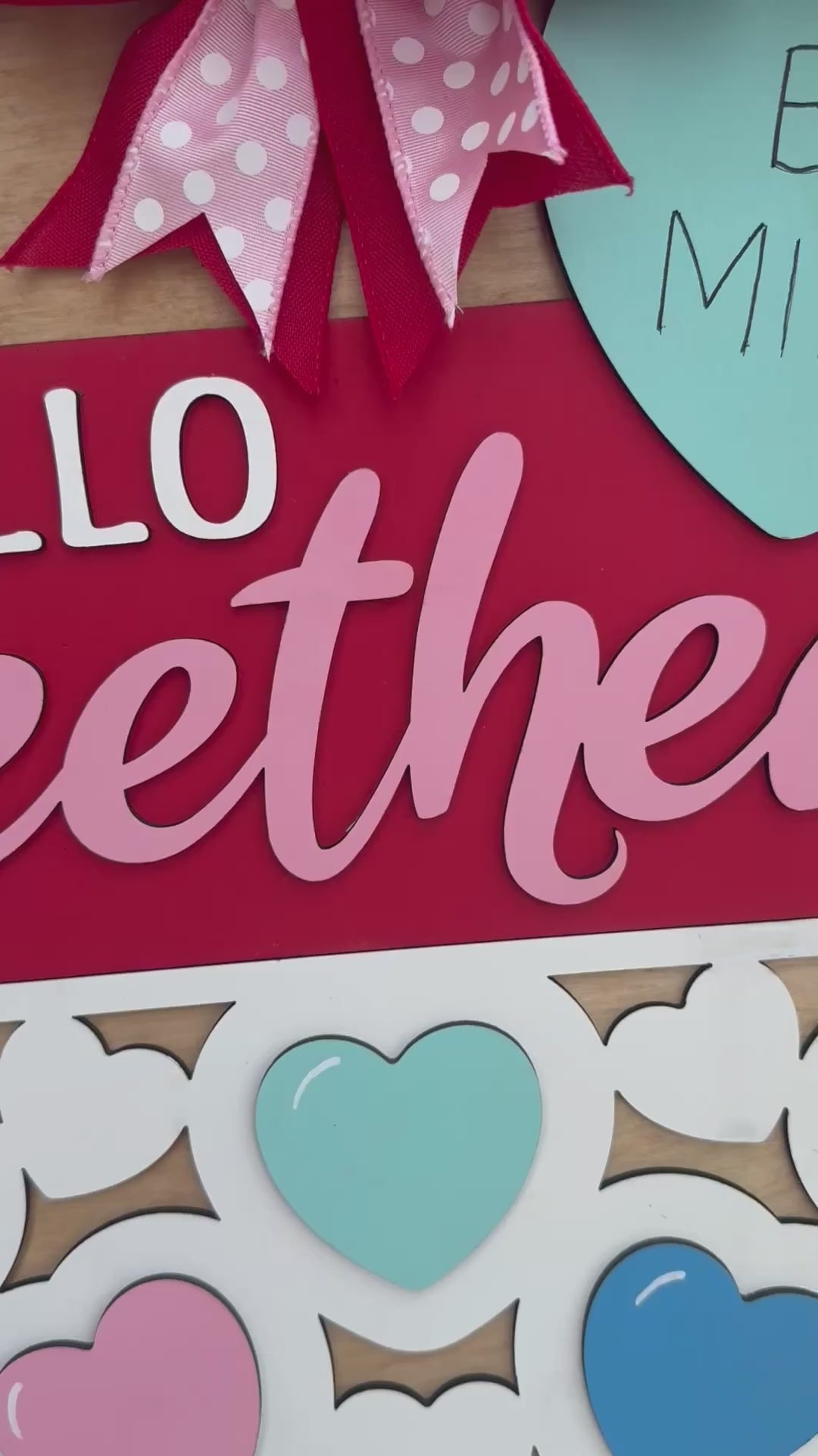 Décoration de porte « Bonjour mon amour » • Décoration de porte Saint-Valentin • Panneau « Sois à moi » • Panneau de porte en forme de cœur • Décoration de porche Saint-Valentin • Amour champêtre