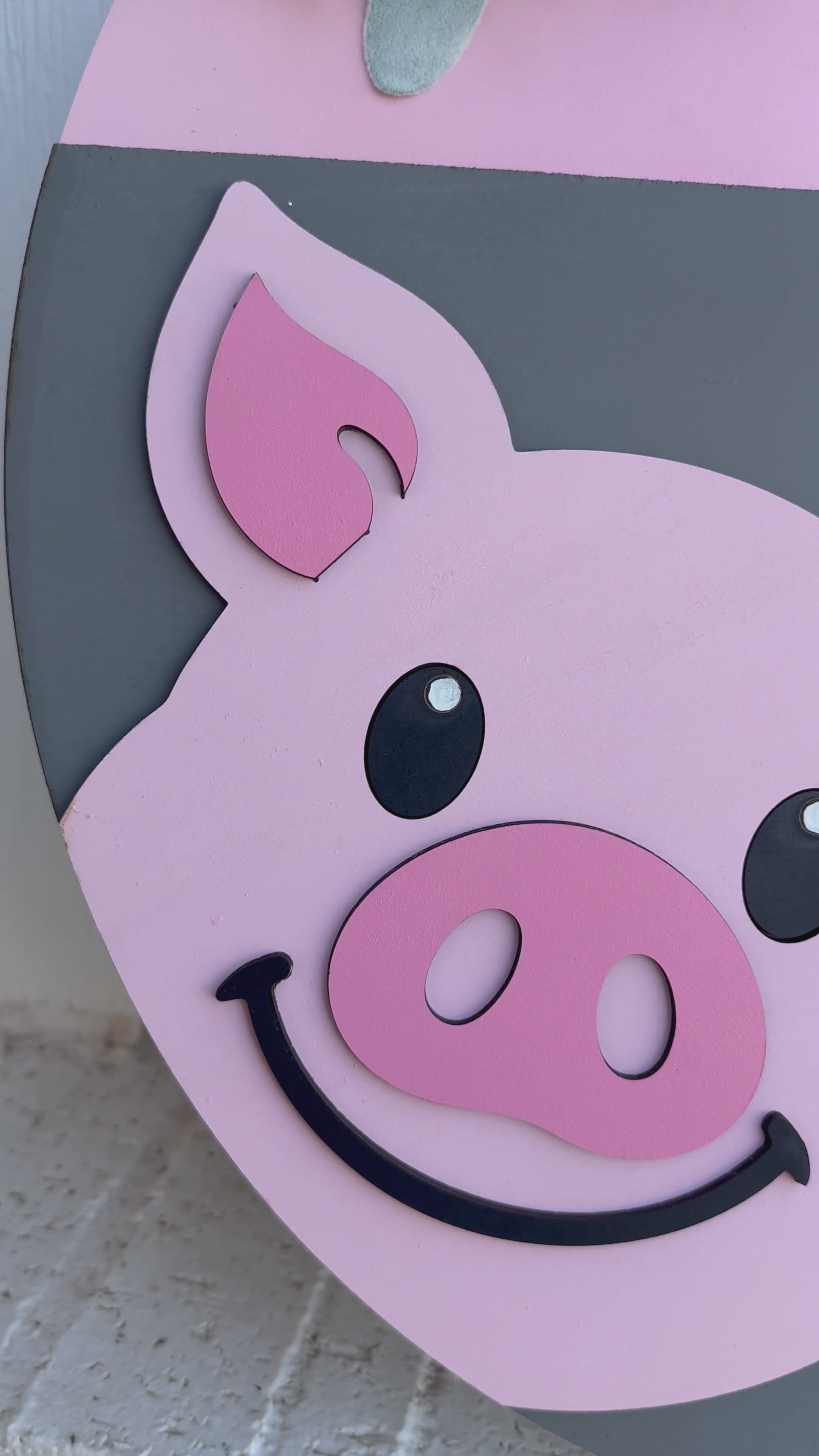 Oink Oink Y’all Pig Door Hanger – Farmhouse Round Sign – Laser Cut Handmade Front Porch Decor – Pig Welcome Sign