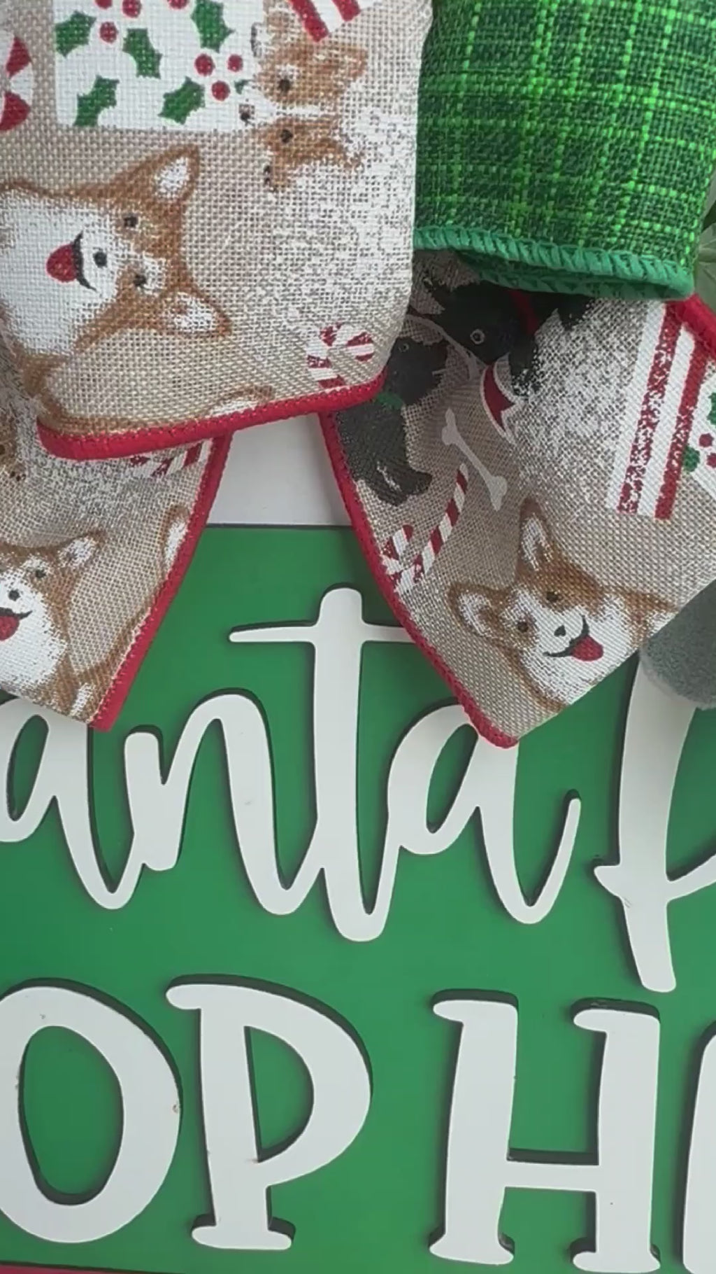 3D Layered "Santa Paws Stop Here" Wooden Christmas Door Sign - Dog & Pet Holiday Porch Decor