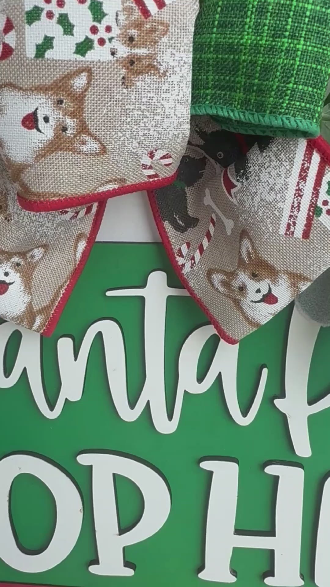 3D Layered "Santa Paws Stop Here" Wooden Christmas Door Sign - Dog & Pet Holiday Porch Decor