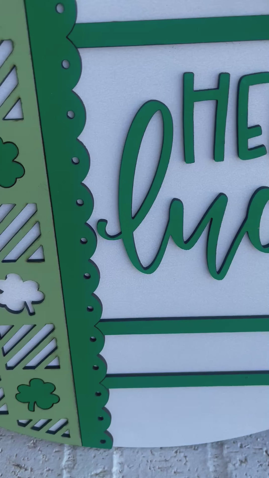 Hello Lucky Door Hanger • St Patrick’s Day Door Sign • Shamrock Door Decor • Green Irish Front Door • Lucky Sign