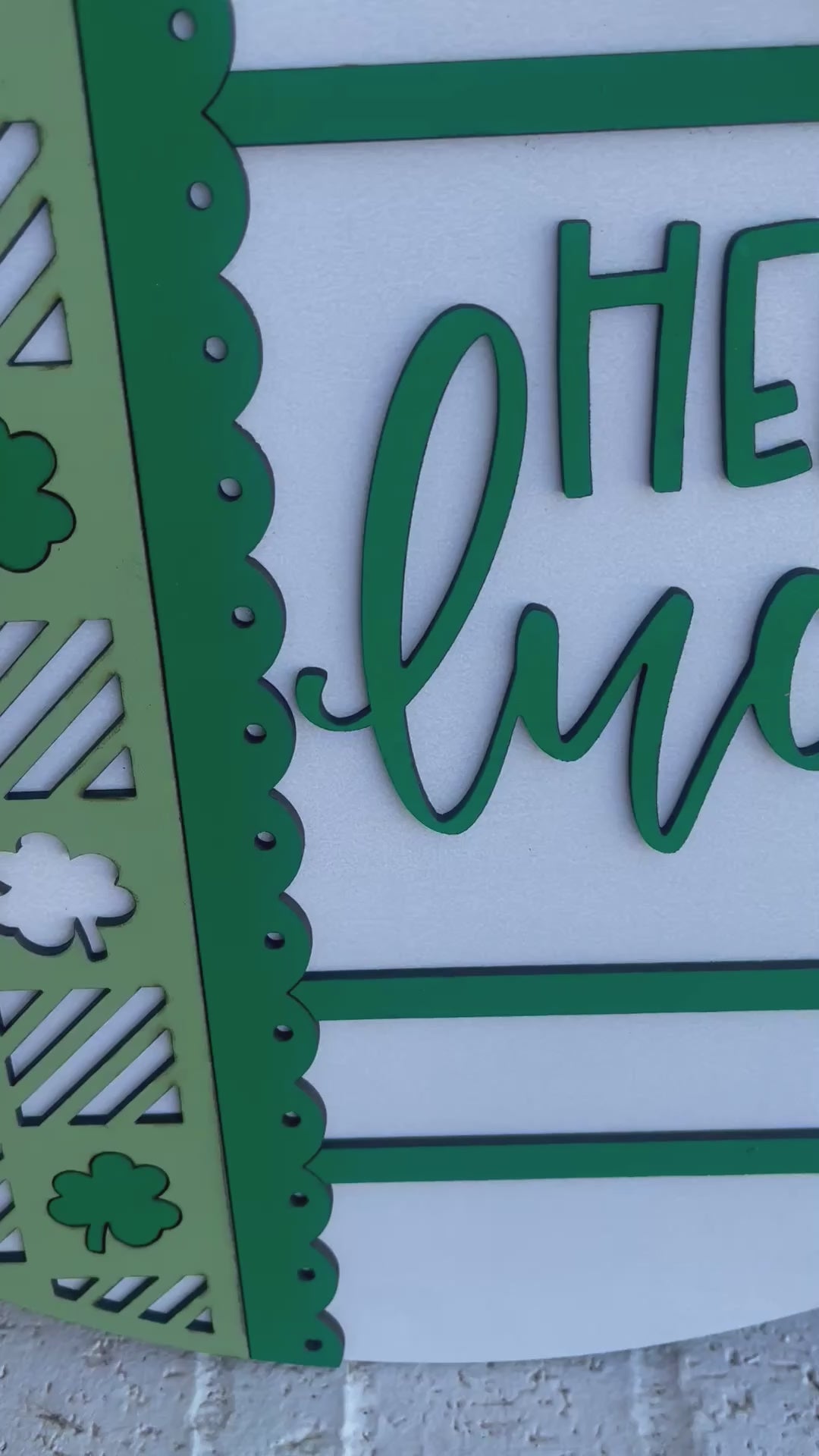 Hello Lucky Door Hanger • St Patrick’s Day Door Sign • Shamrock Door Decor • Green Irish Front Door • Lucky Sign