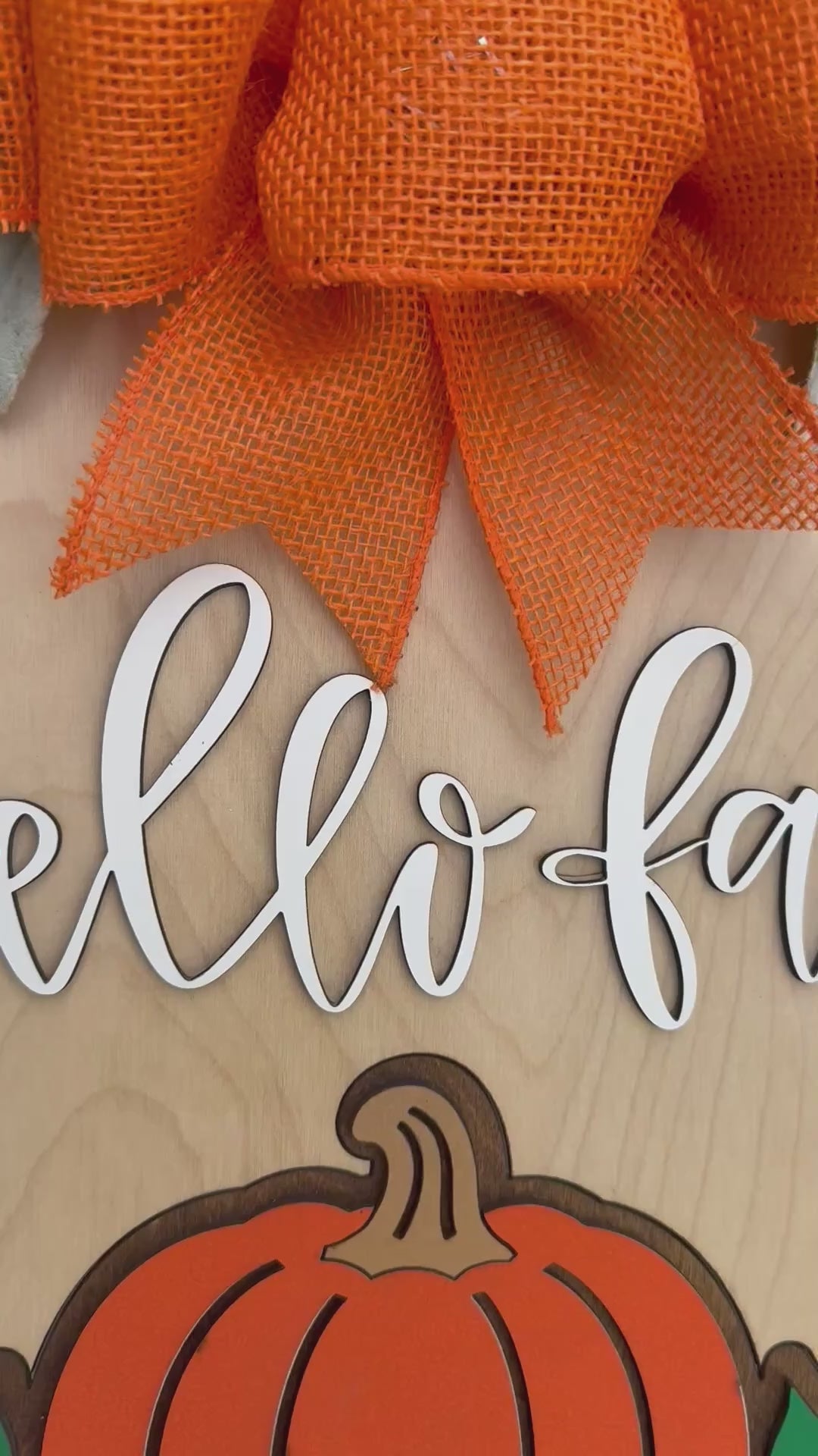 3D Layered Hello Fall Pumpkin Door Hanger | Wooden Autumn Wreath Decor