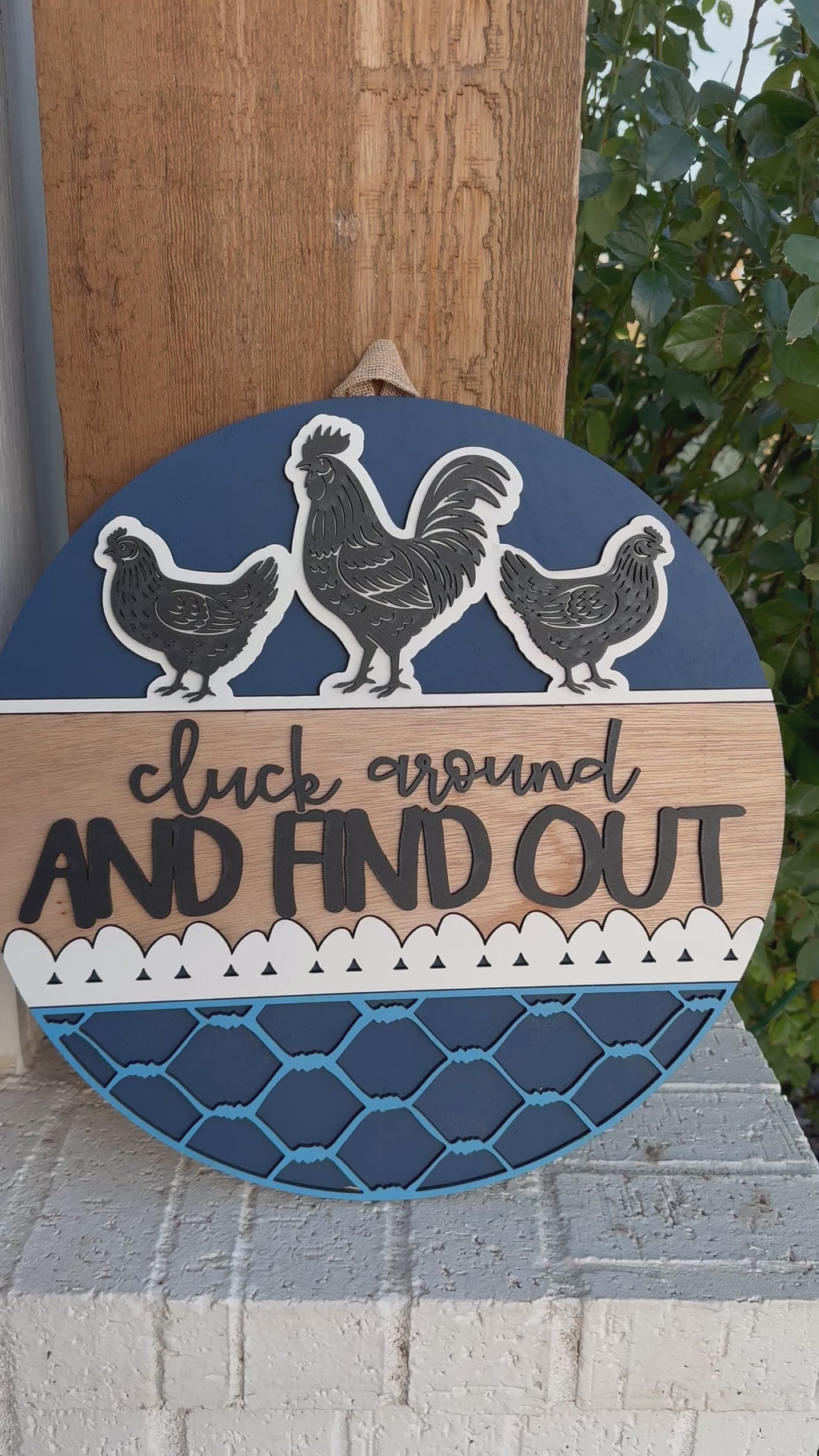 Cluck Around and Find Out Door Sign | Funny Chicken Coop Farmhouse Décor | Rustic Rooster & Hen Wooden Porch Sign | Backyard Farm Gift