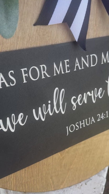 Christian Door Sign | Joshua 24:15 Engraved Scripture Wall Decor | Farmhouse Religious Home Welcome Sign | Bible Verse Wood Plaque