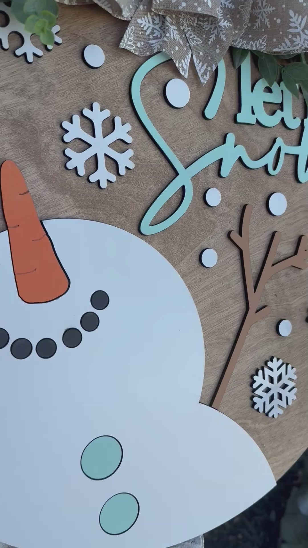 Let It Snow, colgante de puerta de muñeco de nieve | Letrero de puerta | Letrero de puerta de invierno