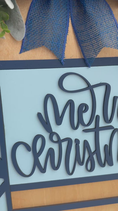 Merry Christmas Nativity Door Sign – Religious Christmas Door Hanger, Handmade Layered Wood Christian Holiday Porch Decor