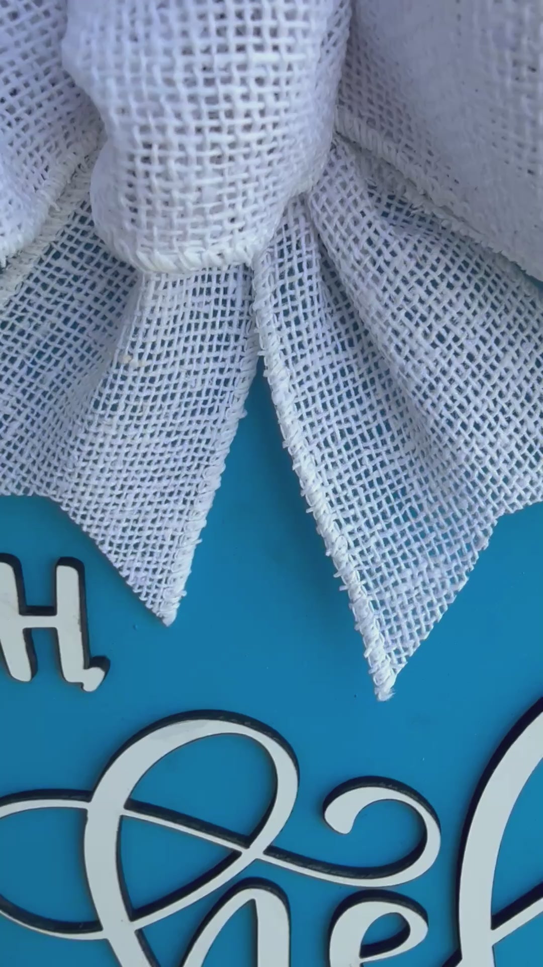 Blue and White Oh Hello Door Sign | Spring Front Door Decor | Farmhouse Porch Sign | Laser Cut Wooden Wreath