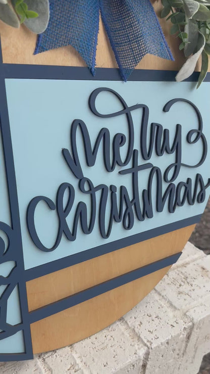 Merry Christmas Nativity Door Sign – Religious Christmas Door Hanger, Handmade Layered Wood Christian Holiday Porch Decor