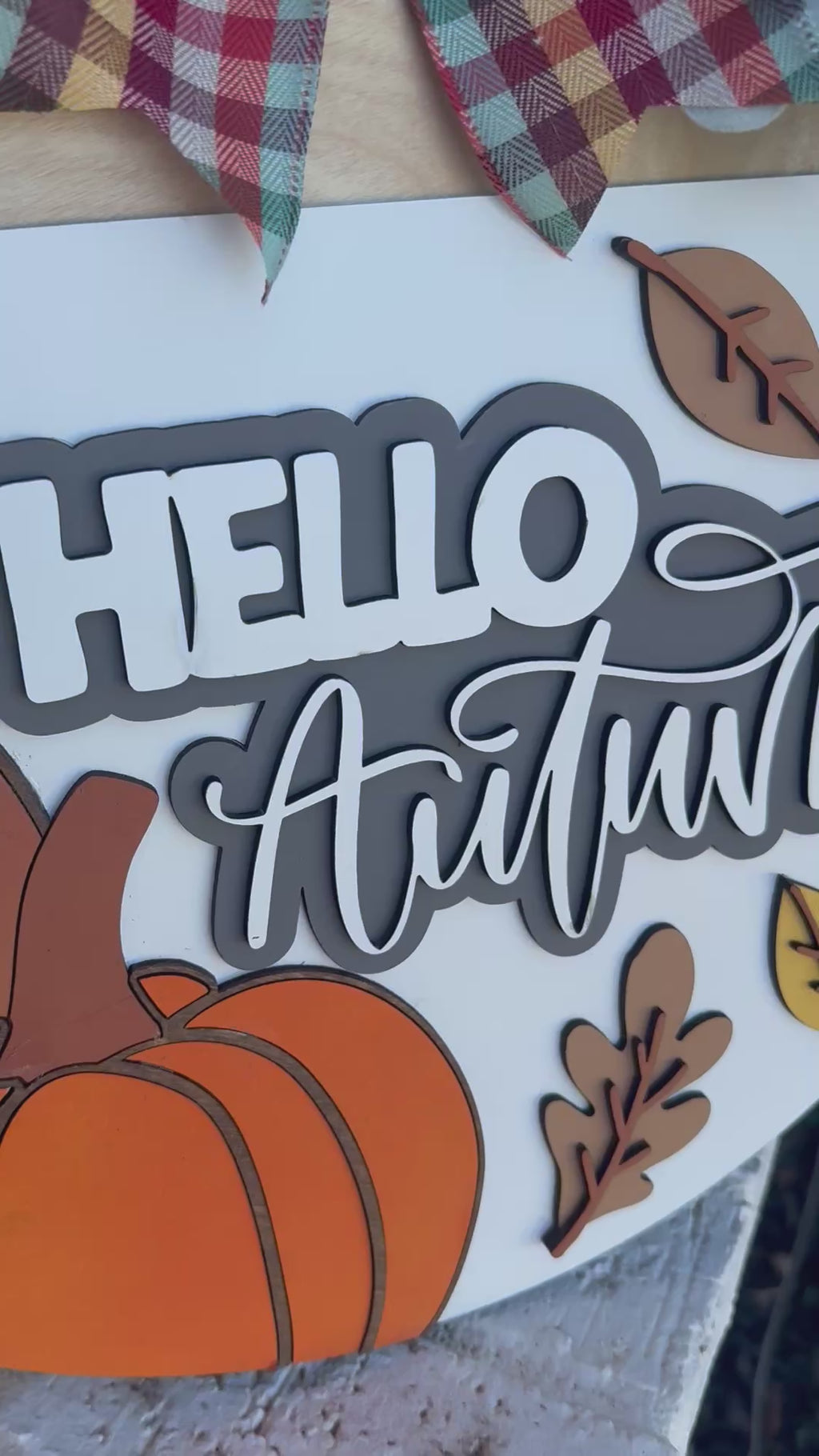 Hello Autumn Pumpkins Door Sign, Door Wreath