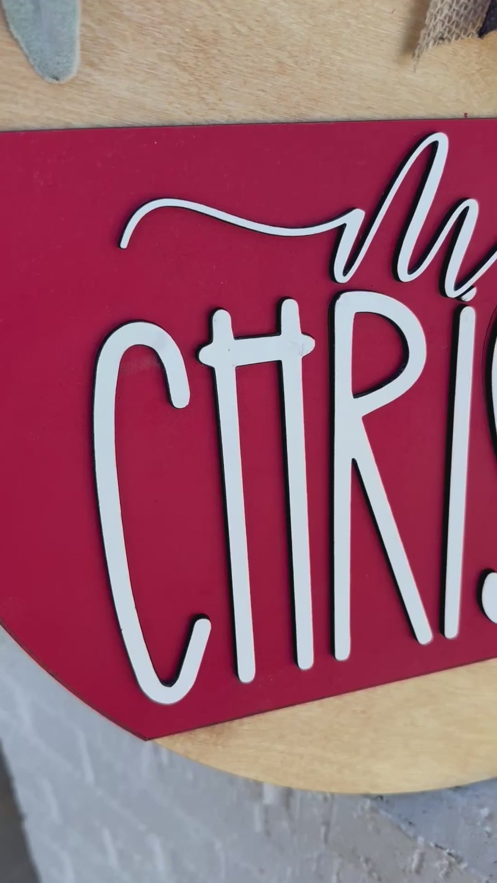 Merry Christmas Door Hanger | Layered Wood Sign | Red, Blue or Green Stripe | Christmas Porch Decor | Holiday Front Door Sign | Handmade