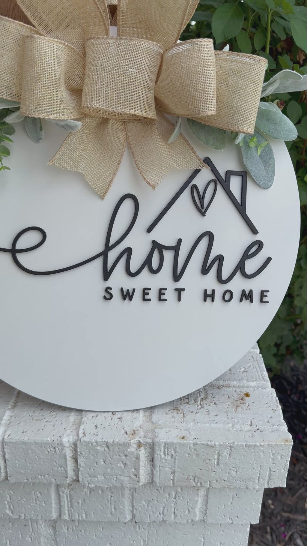 Home Sweet Home Elegant Engraved Sign, Door Wreath