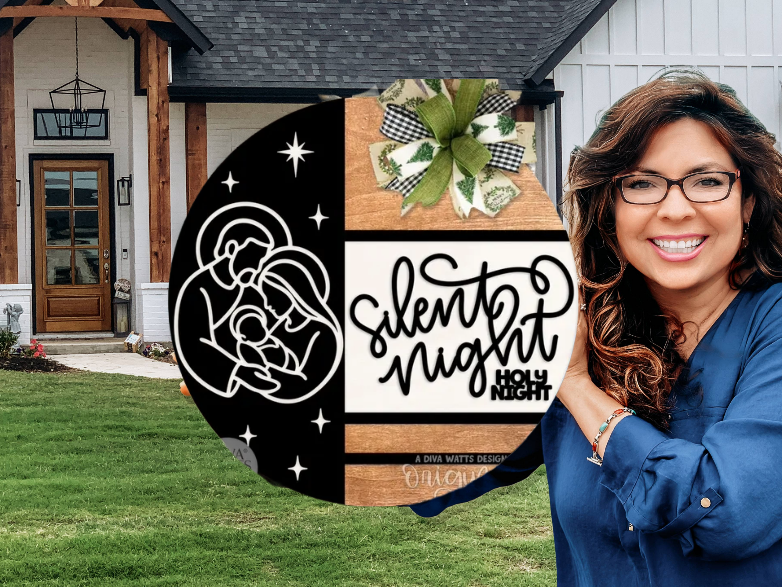 Silent Night Holy Night Door Sign – Nativity Layered Wood Door Hanger, Christmas Religious Decor, Handmade Farmhouse Holiday Sign