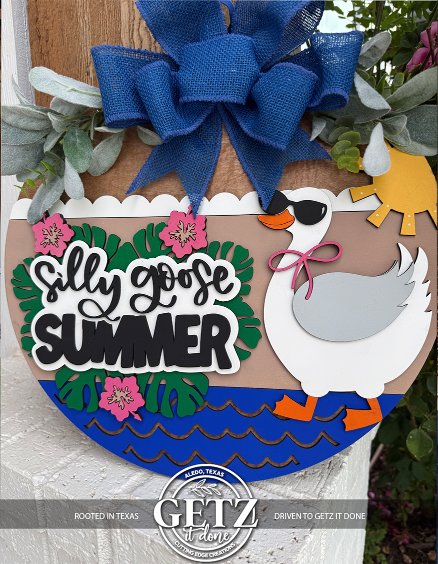 Letrero de puerta de verano de Silly Goose, corona para puerta