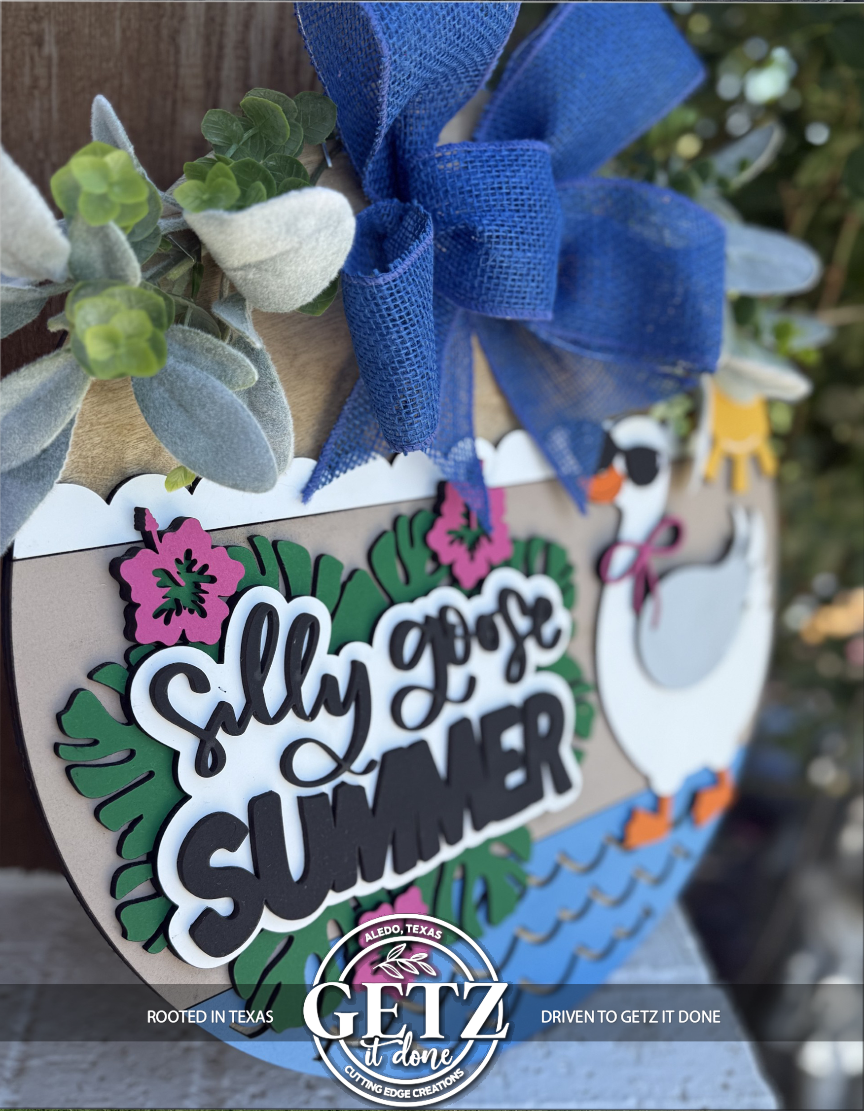 Silly Goose Summer Door Sign, Door Wreath