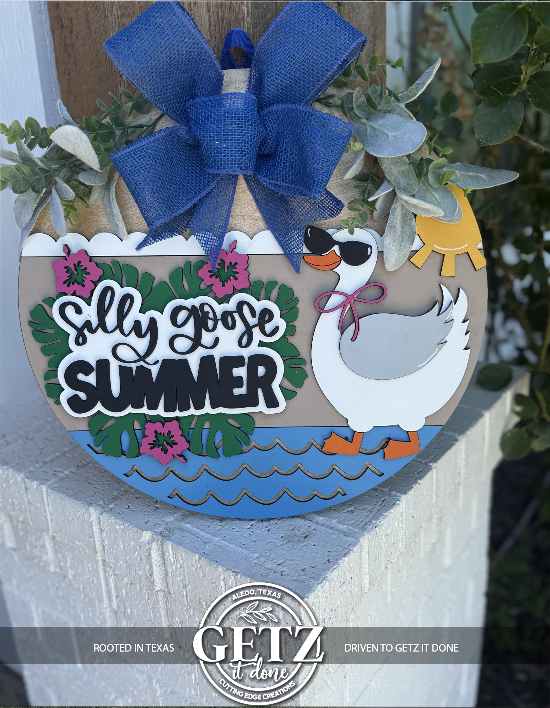 Silly Goose Summer Door Sign, Door Wreath