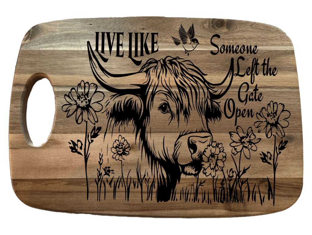 Funny Chicken Cutting Board | Farmhouse Kitchen Decor | Laser Engraved Acacia Wood Board | Chicken Lover Gift - 3D Layered Wood Door Sign by Getz It Done Studio