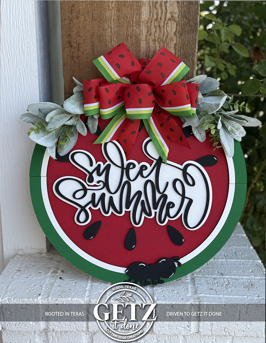 Sweet Summer Watermelon Door Sign, Door Wreath