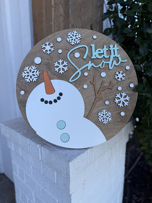 Let It Snow, Snowman Door Hanger | Door Sign | Winter Door Sign