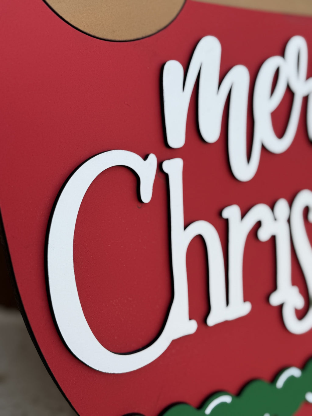 Handmade Gingerbread Mug Christmas Door Hanger | Cute Holiday Porch Sign | Laser Cut Layered Wood Decor | Gingerbread Merry Christmas Sign