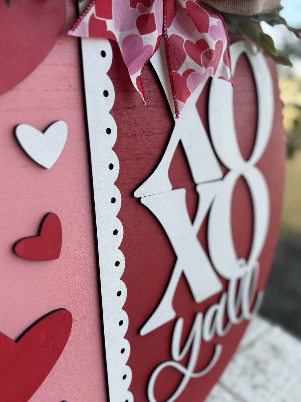 XOXO Y’all Valentine Door Hanger • Valentine Front Door Decor • Southern Valentine Sign • Pink Red Heart Door Sign - 3D Layered Wood Door Sign by Getz It Done Studio