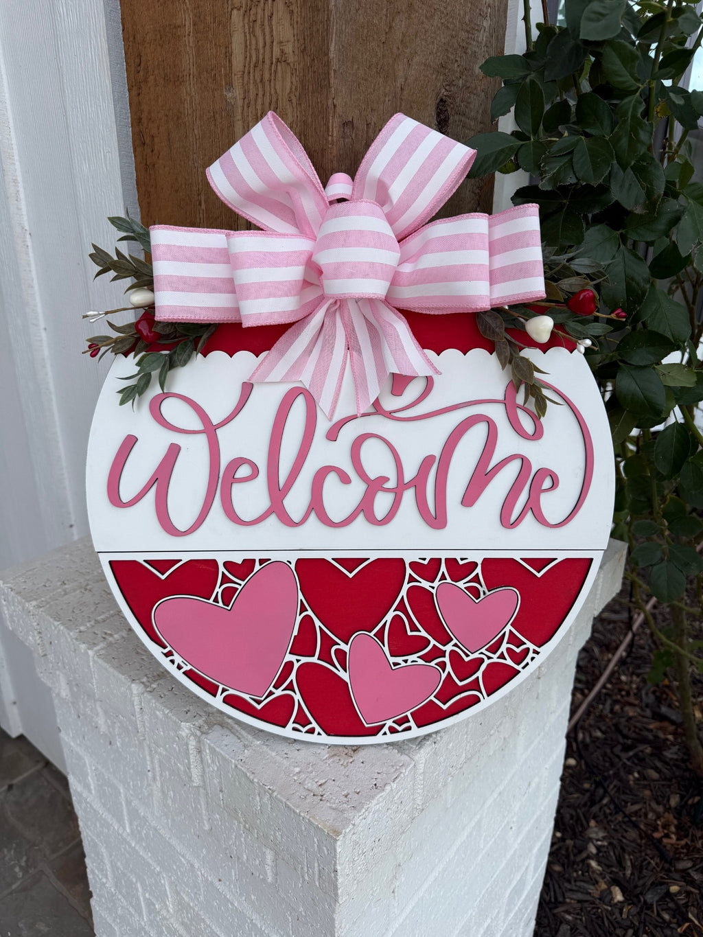 Welcome Valentines Door Sign, Valentine Door Hanger, Wood Door Sign - 3D Layered Wood Door Sign by Getz It Done Studio