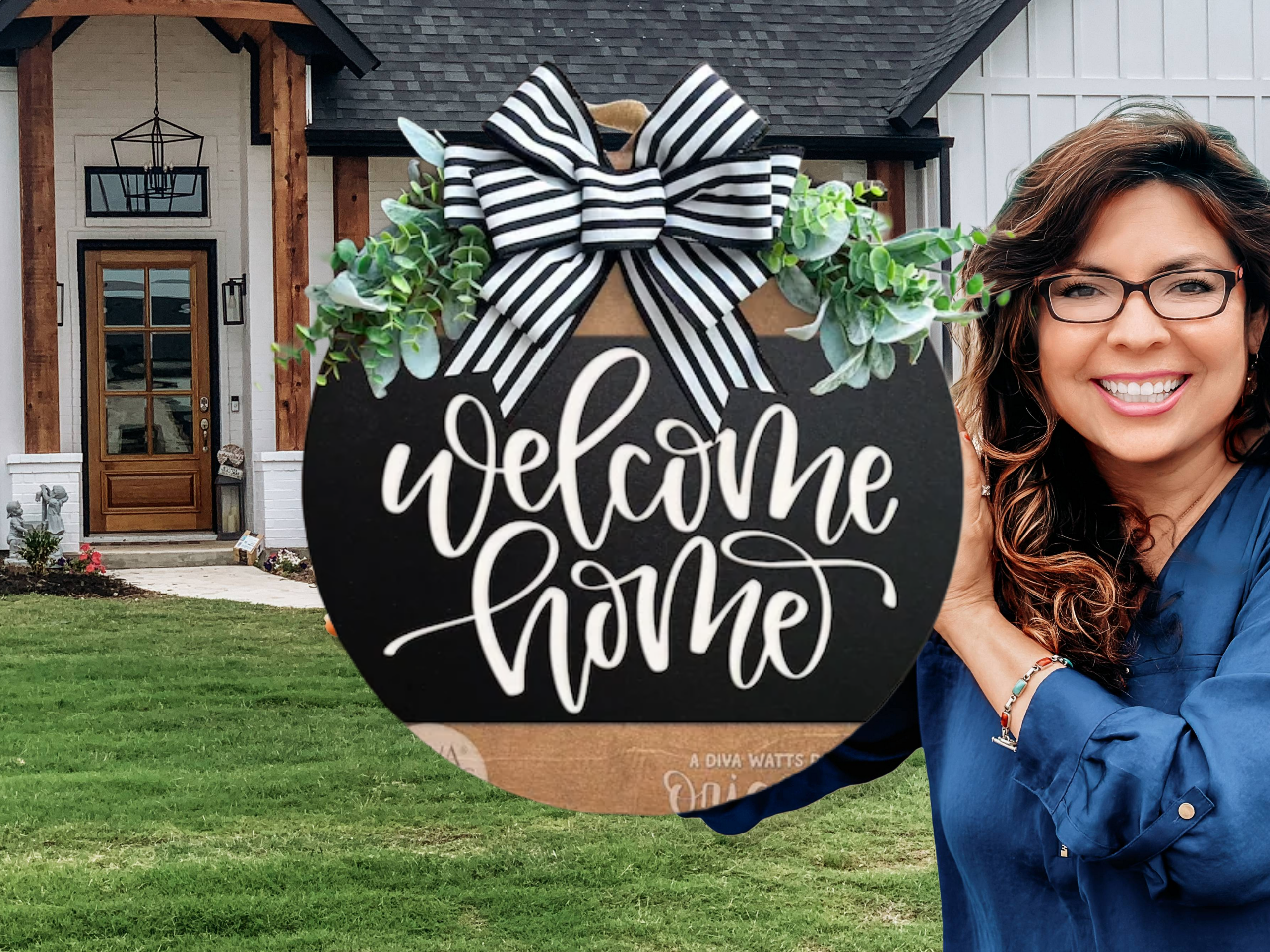 Welcome Home Door Hanger • Layered Wood Welcome Sign • Black & White Bow Front Door Decor • Modern Farmhouse Entry Sign • Handmade Gift