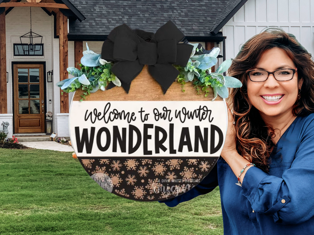 Welcome to Our Winter Wonderland Door Sign – Winter Layered Wood Door Hanger, Snowflake Porch Decor, Handmade Farmhouse Style
