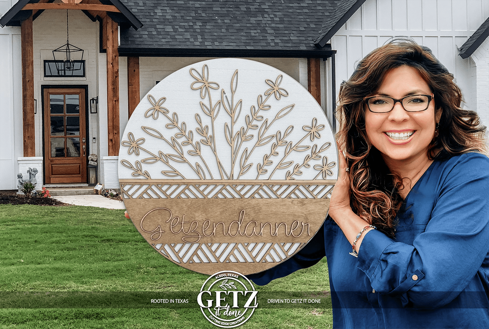 Personalized Floral Basket Door Sign | Custom Family Name Round Sign | Laser Cut Wood Welcome Sign - 3D Layered Wood Door Sign by Getz It Done Studio